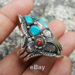 925 Silver Blue Turquoise Ring Men Women Vintage NAVAJO American Indian