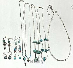 925 Sterling Silver Vintage Native American Earrings Necklaces Jewelry Lot #SL11