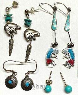 925 Sterling Silver Vintage Native American Earrings Necklaces Jewelry Lot #SL11