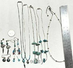 925 Sterling Silver Vintage Native American Earrings Necklaces Jewelry Lot #SL11