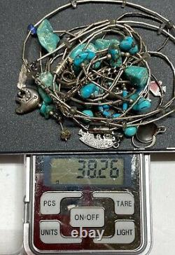 925 Sterling Silver Vintage Native American Earrings Necklaces Jewelry Lot #SL11