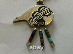 AJM Navajo Native American necklace pendants 925 sterling bear vintage jewelry
