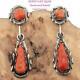 ALICE QUAM Coral Earrings Sterling Silver CORAL Dangles Hand Carved Vintage OLD