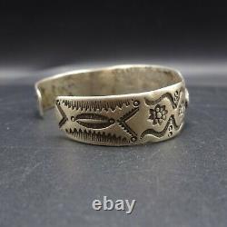 ANTIQUE 1890s to 1910s NAVAJO Hand-Stamped TURQUOISE INGOT Silver Cuff BRACELET