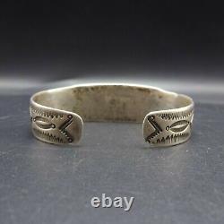 ANTIQUE 1890s to 1910s NAVAJO Hand-Stamped TURQUOISE INGOT Silver Cuff BRACELET