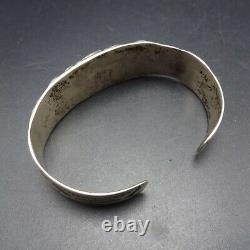 ANTIQUE 1890s to 1910s NAVAJO Hand-Stamped TURQUOISE INGOT Silver Cuff BRACELET