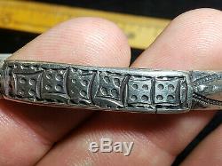 ANTIQUE c. 1890-1910 NAVAJO COIN SILVER INGOT FLAT TOP BRACELET DOT STAMPS