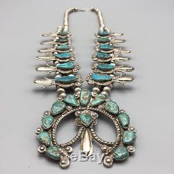 ATTR. Dan Simplicio, Vintage Turquoise & Sterling Silver Squash Blossom Necklace