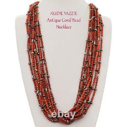 A+ Antique Coral Bead Necklace AUDIE YAZZIE Natural Mediterranean 216 Gm Navajo