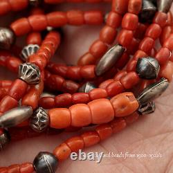 A+ Antique Coral Bead Necklace AUDIE YAZZIE Natural Mediterranean 216 Gm Navajo