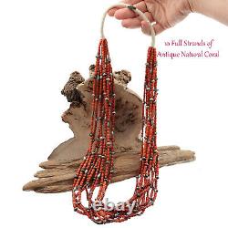 A+ Antique Coral Bead Necklace AUDIE YAZZIE Natural Mediterranean 216 Gm Navajo