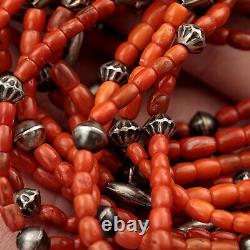 A+ Antique Coral Bead Necklace AUDIE YAZZIE Natural Mediterranean 216 Gm Navajo