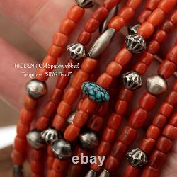 A+ Antique Coral Bead Necklace AUDIE YAZZIE Natural Mediterranean 216 Gm Navajo