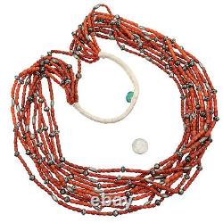 A+ Antique Coral Bead Necklace AUDIE YAZZIE Natural Mediterranean 216 Gm Navajo