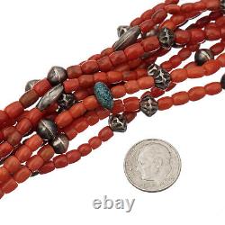 A+ Antique Coral Bead Necklace AUDIE YAZZIE Natural Mediterranean 216 Gm Navajo