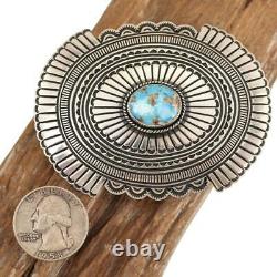 A+ BELT BUCKLE Sterling Silver Golden Hill Turquoise Navajo Vintage Old Style
