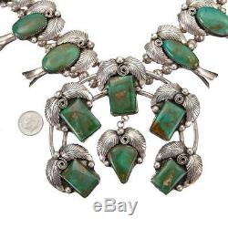 A+ Squash Blossom Necklace XL ROYSTON TURQUOISE Sterling Silver Old Pawn Vintage