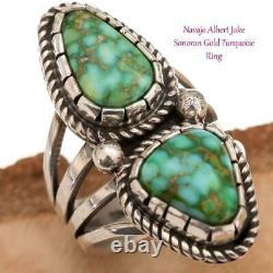 A+ Turquoise Ring Sterling Silver SONORAN GOLD 8 Native American ALBERT JAKE