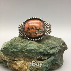 A Vintage Fred Harvey Era Petrified Wood and Sterling Silver Cuff Bracelet