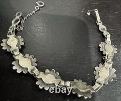 Adorable VTG Native American Sterling Turquoise Floral Bracelet Sold As Is