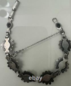 Adorable VTG Native American Sterling Turquoise Floral Bracelet Sold As Is