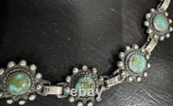 Adorable VTG Native American Sterling Turquoise Floral Bracelet Sold As Is