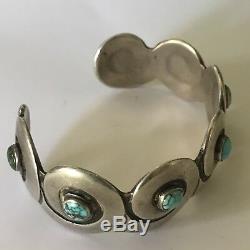 Allen Kee White Hogan Vintage Sterling Silver Turquoise Cuff Bracelet