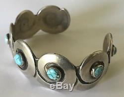 Allen Kee White Hogan Vintage Sterling Silver Turquoise Cuff Bracelet