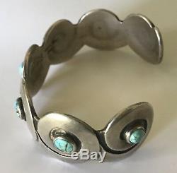 Allen Kee White Hogan Vintage Sterling Silver Turquoise Cuff Bracelet