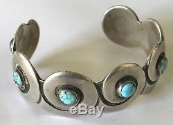 Allen Kee White Hogan Vintage Sterling Silver Turquoise Cuff Bracelet