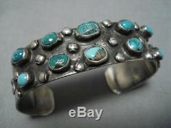 Amazing Cerrillos Morenci Turquoise Vintage Navajo Sterling Silver Bracelet Old