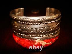 Amazing Vintage NAVAJO Sterling Silver Cuff Bracelet. 925 Signed TAHE