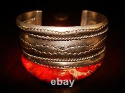 Amazing Vintage NAVAJO Sterling Silver Cuff Bracelet. 925 Signed TAHE