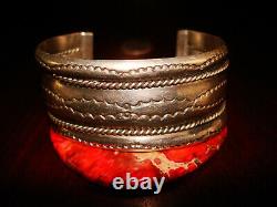 Amazing Vintage NAVAJO Sterling Silver Cuff Bracelet. 925 Signed TAHE