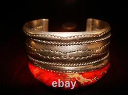 Amazing Vintage NAVAJO Sterling Silver Cuff Bracelet. 925 Signed TAHE