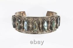 Amazing Vintage Navajo Silver and Abalone Cuff Bracelet
