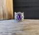 Amethyst Ring, Native American Silver Oval Faceted Purple Gemstone Ring Size 7.5