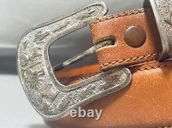 Ancient Petroglyph Vintage Navajo Sterling Silver Ranger Buckle Set