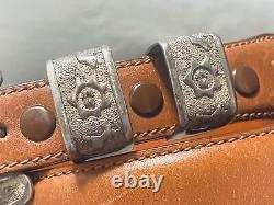 Ancient Petroglyph Vintage Navajo Sterling Silver Ranger Buckle Set