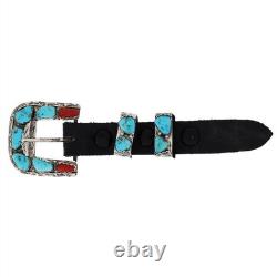Angelita Cheama Zuni Sterling Silver Turquoise Native Western Ranger Belt Buckle
