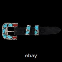 Angelita Cheama Zuni Sterling Silver Turquoise Native Western Ranger Belt Buckle