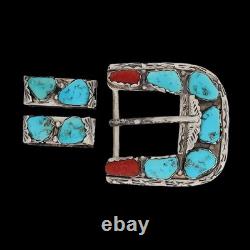 Angelita Cheama Zuni Sterling Silver Turquoise Native Western Ranger Belt Buckle