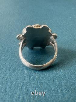Antique Native American Zuni Dishta Style. 925 Sterling Silver & Turquoise Ring