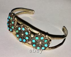 Antique Native R D MALIE Turquoise bead sterling silver Bracelet