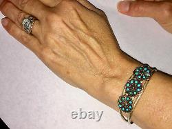 Antique Native R D MALIE Turquoise bead sterling silver Bracelet