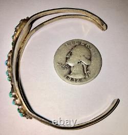 Antique Native R D MALIE Turquoise bead sterling silver Bracelet