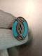 Antique Native Zuni 925 Silver Ring Turquoise Inlay Flower Inscription Size 6-8
