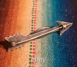 Antique Old Pawn Coin Silver Navajo Indian Turquoise Arrow Pin