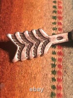 Antique Old Pawn Coin Silver Navajo Indian Turquoise Arrow Pin