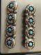 Antique Old Pawn Navajo Barrete Hair Clip Pair, Turquoise And Silver Evil Eye
